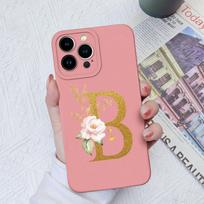Apple iPhone 13 14 15 Pro Max X XS XR SE telefono dėklo dangtelis skystas minkštas matinis silikonas, atsparus smūgiams, gėlių raidės iPhone korpuso buferiui iPhone XR