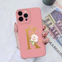 Apple iPhone 13 14 15 Pro Max X XS XR SE telefono dėklo dangtelis skystas minkštas matinis silikonas, atsparus smūgiams, gėlių raidės iPhone korpuso buferiui iPhone XS Max