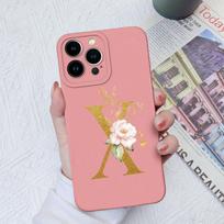 Apple iPhone 13 14 15 Pro Max X XS XR SE telefono dėklo dangtelis skystas minkštas matinis silikonas, atsparus smūgiams, gėlių raidės iPhone korpuso buferiui iPhone SE