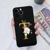 Apple iPhone 13 14 15 Pro Max X XS XR SE telefono dėklo dangtelis skystas minkštas matinis silikonas, atsparus smūgiams, gėlių raidės iPhone korpuso buferiui iPhone 15