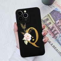 Apple iPhone 13 14 15 Pro Max X XS XR SE telefono dėklo dangtelis skystas minkštas matinis silikonas, atsparus smūgiams, gėlių raidės iPhone korpuso buferiui iPhone 15 Pro