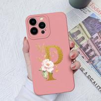 Apple iPhone 13 14 15 Pro Max X XS XR SE telefono dėklo dangtelis skystas minkštas matinis silikonas, atsparus smūgiams, gėlių raidės iPhone korpuso buferiui iPhone 15 Pro