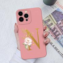 Apple iPhone 13 14 15 Pro Max X XS XR SE telefono dėklo dangtelis skystas minkštas matinis silikonas, atsparus smūgiams, gėlių raidės iPhone korpuso buferiui iPhone 15 Pro