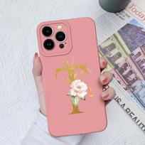Apple iPhone 13 14 15 Pro Max X XS XR SE telefono dėklo dangtelis skystas minkštas matinis silikonas, atsparus smūgiams, gėlių raidės iPhone korpuso buferiui iPhone 15 Pro