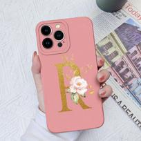 Apple iPhone 13 14 15 Pro Max X XS XR SE telefono dėklo dangtelis skystas minkštas matinis silikonas, atsparus smūgiams, gėlių raidės iPhone korpuso buferiui iPhone 15 Pro