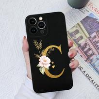 Apple iPhone 13 14 15 Pro Max X XS XR SE telefono dėklo dangtelis skystas minkštas matinis silikonas, atsparus smūgiams, gėlių raidės iPhone korpuso buferiui iPhone 15 Plus