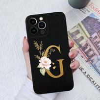 Apple iPhone 13 14 15 Pro Max X XS XR SE telefono dėklo dangtelis skystas minkštas matinis silikonas, atsparus smūgiams, gėlių raidės iPhone korpuso buferiui iPhone 15 Plus