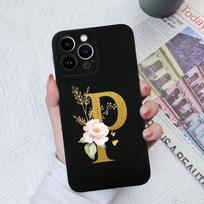 Apple iPhone 13 14 15 Pro Max X XS XR SE telefono dėklo dangtelis skystas minkštas matinis silikonas, atsparus smūgiams, gėlių raidės iPhone korpuso buferiui iPhone 15 Plus