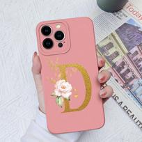 Apple iPhone 13 14 15 Pro Max X XS XR SE telefono dėklo dangtelis skystas minkštas matinis silikonas, atsparus smūgiams, gėlių raidės iPhone korpuso buferiui iPhone 15 Plus