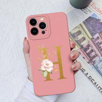 Apple iPhone 13 14 15 Pro Max X XS XR SE telefono dėklo dangtelis skystas minkštas matinis silikonas, atsparus smūgiams, gėlių raidės iPhone korpuso buferiui iPhone 15 Plus