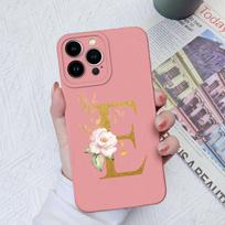 Apple iPhone 13 14 15 Pro Max X XS XR SE telefono dėklo dangtelis skystas minkštas matinis silikonas, atsparus smūgiams, gėlių raidės iPhone korpuso buferiui iPhone 15 Pro Max