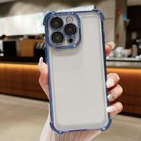 Keturių kampų apsaugantis telefono dėklas, skirtas iPhone 16 Pro Max 15 14 Pro 13 12 11, smūgiams atsparus blizgus skaidrus magnetinis stovo laikiklio korpusas, galinis dangtelis iPhone 15 mėlyna