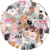 61pcs Cat Paw Stickers, Cute Paw Print Stickers Funny Funimost Vinyl Waterproof Stickers for Water Bottle Laptop black