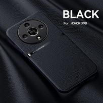 „Honor X9b“ dėklas su metaline plokštele telefono dėklu „Honor X9b X9a Honor X9b“ automobilio magnetinis laikiklis, atsparus smūgiams PU odinis galinis dangtelis For Honor X9B juoda