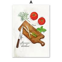 Modernūs akvareliniai virtuvės įrankiai Prieskoniai Drobės tapyba Skandinaviški plakatai ir atspaudai Sienų menas Paveikslai valgomo kambario namų dekorui 21x30cm No Framed brown