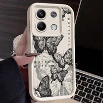 Ink Butterfly Pattern Shell For Xiaomi Poco X6 X5 F6 14t 13t 11t Redmi Note 13 14 15 12 11 Pro Shockproof Silicone Soft Slim Case Cover Xiaomi Poco X6 Pro balta