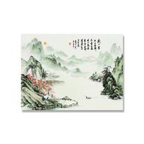 Azijietiški akvareliniai Feng Shui Zen plakatai su kalnų kraštovaizdžio meno drobės ritinėliai dovanai, sienos kabinimui, namų dekoravimui 21x30cm No Framed