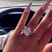 Madingas princesės sužadėtuvių žiedas Elegantiškos nuotakos vestuvių vakarėlio jubiliejaus dovana 7