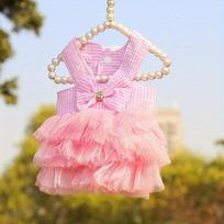 Šunų vasarinė suknelė Kačių nėriniai Sijonas naminiams gyvūnėliams Čihuahua Dryžuotas sijonas šuniuko katės princesės drabužiai Mieli šuniuko drabužiai naminių gyvūnėlių gaminiai S rožinė