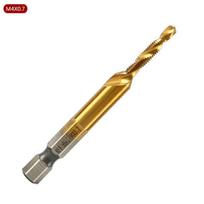 Metalo spiralinis metrinis sriegis M4 6542 Titano danga Spiralinis greitaeigė plieno metrinis mechaninis sriegiklis Rankinis įrankis brown