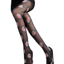Women Pantyhose Retro Floral Print Ultra-thin See-through High Elasticity Anti-slip Club Dating juoda