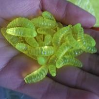 Minkštas kirminas, imitacinis lervas, žvejybos masalas, sliekų masalas 2 cm / 0,79 colio, dirbtinis bioninis minkštas sliekų masalas, lauko žvejybos įranga 100PSC žalia