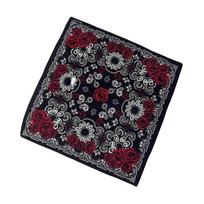 21'' Rožių rašto bandana skara galvai moterims vyrams kvadratinė turbano skara galvai punk stiliaus galvos apdangalas juoda