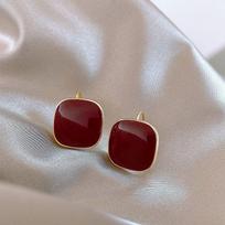 Korean Fashion New Red Enamel Square Glaze Stud Earrings for Women Square Geometric Earring Womens Party Jewelry Pendiente Mujer