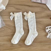 Summer new style children's socks baby card silk mesh tube socks white bow princess style dance socks L About 6-8 T