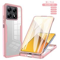 360 viso korpuso telefono dėklas Xiaomi Mi 14T Pro mi14T su įmontuotu ekrano apsauginiu stiklu, dėklas Xiaomi 14 Ultra, kietas galinis smūgiams atsparus dangtelis Xiaomi Mi 14T rožinė