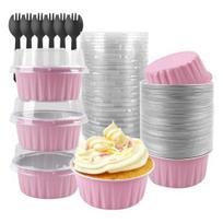 Aliuminio folijos keksiukų formelės Mini keksiukų formelės Vienkartinė kepimo forma Mousse, pudingui, pyragaičiams Asmeninio dydžio kepimo skarda 20PCS