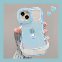 Applicable To Apple 15 Mobile Phone Case In Summer IPhone 14 Smudge Love 13 Wavy Edge 12 Invisible Double Bracket Transparent iphone 15