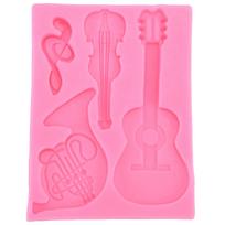 Guitar Shape Silicone Mold Chocolate Fondant Cake Decoration Mold for Home Bakery Kitchen