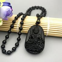 Obsidiano akmens Budos karoliukai grandinės karoliai imituoja nefrito budizmą Bodhisattva Amuletas Talismanas Papuošalai moterims Vyrai Apsaugo Lucky
