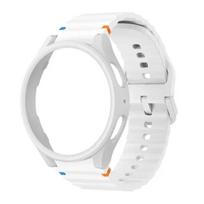 Dėklas ir dirželis, skirtas Samsung Galaxy Watch 7 6 5 4 40 mm 44 mm silikoninis oficialus juostos kompiuterio apsauginis dangtelis, skirtas Samsung Galaxy Watch 6Classic Galaxy Watch 7 40mm balta