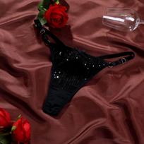 Europos dydžio perlamutriniai blizgučiais puošti stringai Seksualūs žemo liemens moteriški apatiniai Patogūs G-string stiliaus apatiniai Moteriški reguliuojami T formos apatiniai S juoda
