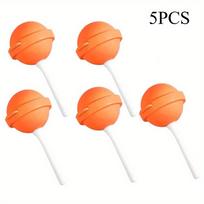 5pcs Lollipop Molds Silicone Ice Box Popsicle Mold Mini Ice Cream Maker Ice Mold Household Popsicle Ball DIY Molds Homemade Popsicle Tools Ice Cream 5PCS oranžinė