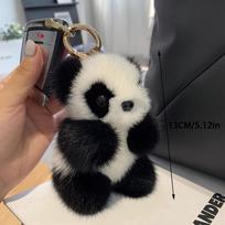Mažos Pandos pliušinės lėlės moteriškos rankinės papuošalai Mieli audinės kailio imitacijos Pandos automobilio raktų pakabukas Mielas meškiukas Automobilio raktų pakabukas Dovana 13CM