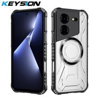 KEYSION Transparent Magnetic Case for TECNO Pova 5 Pro 5G Silicone+PC Heavy Duty Shockproof Phone Cover for for Tecno Pova 5 5G for Tecno Pova 5 juoda