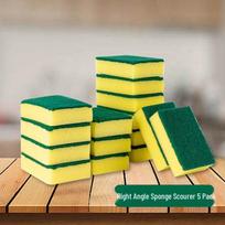 Magic Dishwashing Sponge Set: Includes Scouring Pad, Dish Brush, Pot Brush, Absorbent Sponge, and Dishcloth. yellow