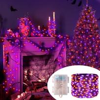 5M-20M LED Violetinės Oranžinės Girliandos Lauko Baterijomis Maitinamos Helovino Pasakų Švieselės Kalėdinėms Šventėms Sodo Helovino Dekoracija 5M 50LED violetinė/oranžinė