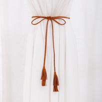 Women's Hand-Woven Tassel Waist Chain Leather Belt kupranugaris