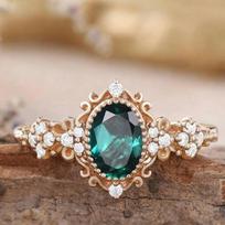 Luxury Accessories, New Ladies Ring, Alloy Inlaid Green Zircon Diamond Ring Tide No. 6