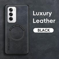 For OPPO Reno 12 12 Pro Fine Hole Sheepskin Magnetic TPU Soft Edge Anti-Drop Anti Fingerprint Phone Case For OPPO Reno 12 juoda