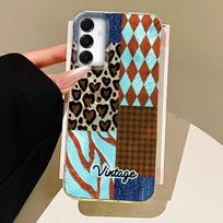 Vintage Blue Leopard Print Phone Case for Samsung Galaxy A55 A07 A17 A56 A36 A26 A16 A53 A06 A14 A24 A34 A54 A15 A12 A22 Cover Samsung Galaxy A26 balta