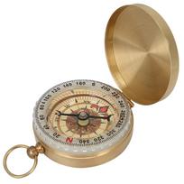 Brass Retro Style Pocket Watch Type Luminous Flip Compass with Cover for Outdoor Mountaineering