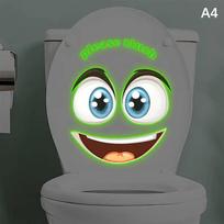 Glow-In-The-Dark Funny Face Toilet Stickers Waterproof Removable Self-Adhesive Pvc Decals Bathroom Decor Wall Stickers blue