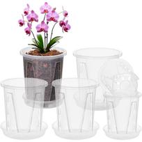 Skaidrus plastikinis orchidėjų vazonas su skylutėmis dugne – Įsišaknijimo vazonas Phalaenopsis ir samanoms One Size
