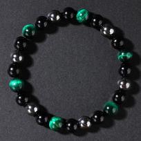 Protection Bracelet Women Men Black Onyx Green Tigers Eye Good Luck Energy Bracelt String Beads Bangles