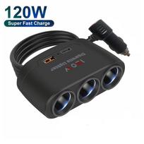 12V/24V automobilio cigarečių žiebtuvėlio adapteris Naujas 4-in-1 lizdas 3.1A įkroviklis Įkroviklis USB automobilio USB+QC3.0+PD3.1A automobilio įkroviklio priedai China Mainland juoda